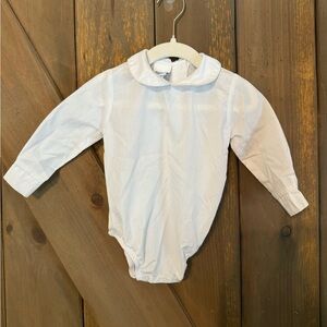 Bailey Boys Classic Peter Pan Collar White Long Sleeve Baby Onesie
